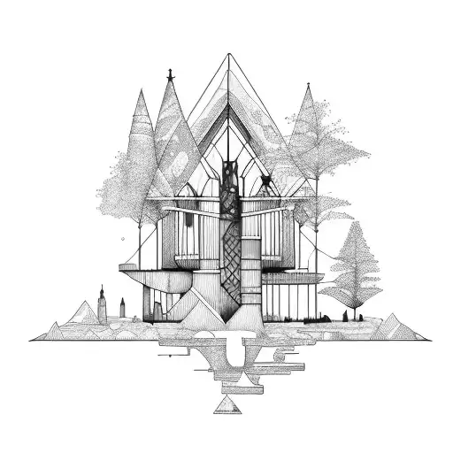 Sketching A Nordic-inspired Architectural Structure Surrounded By Nature