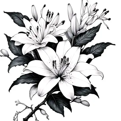 Sakura Blossom And Spider Lily Mixed With Gothic Themes