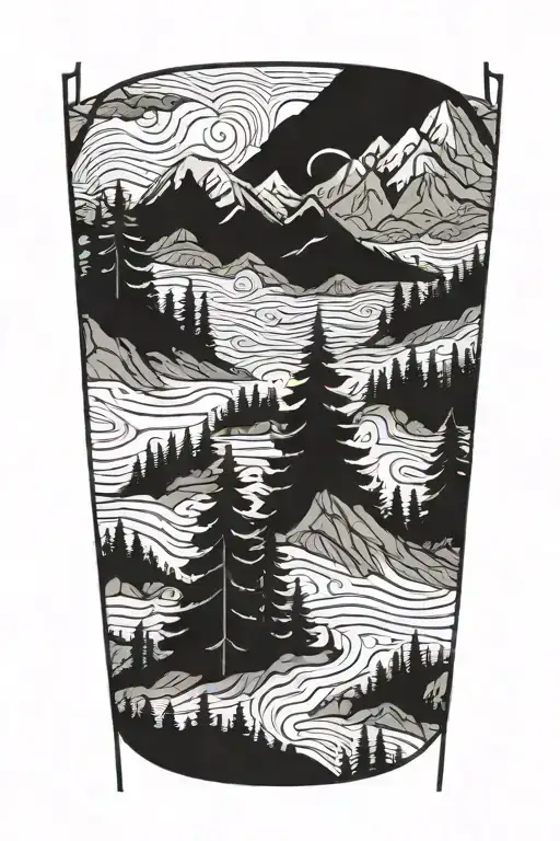 Pacific Northwest Mountains And Forest Wrap Around Whole Forearm