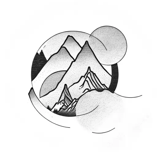 Enso Cercle With Mountain In