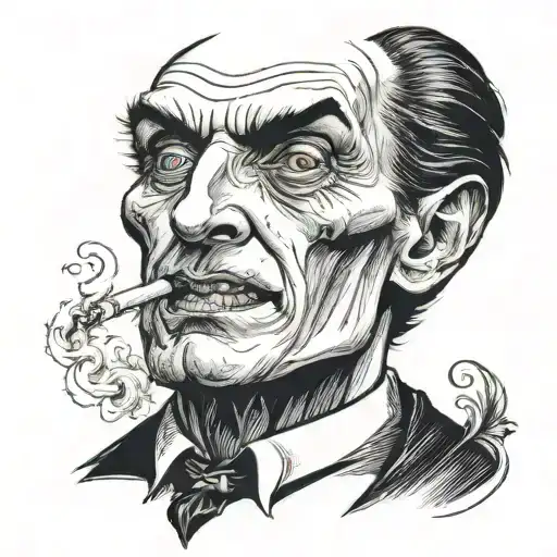 Dracula Portrait Smoking Cigarette