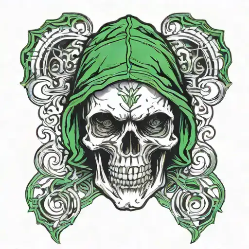 Skull With Green Hoddie Rapper