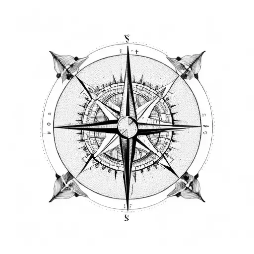 A Detailed Map Of The World With Compass Rose And Sailing Ships
