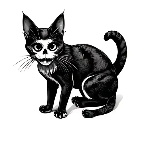 Black Squeletic Scary Cat