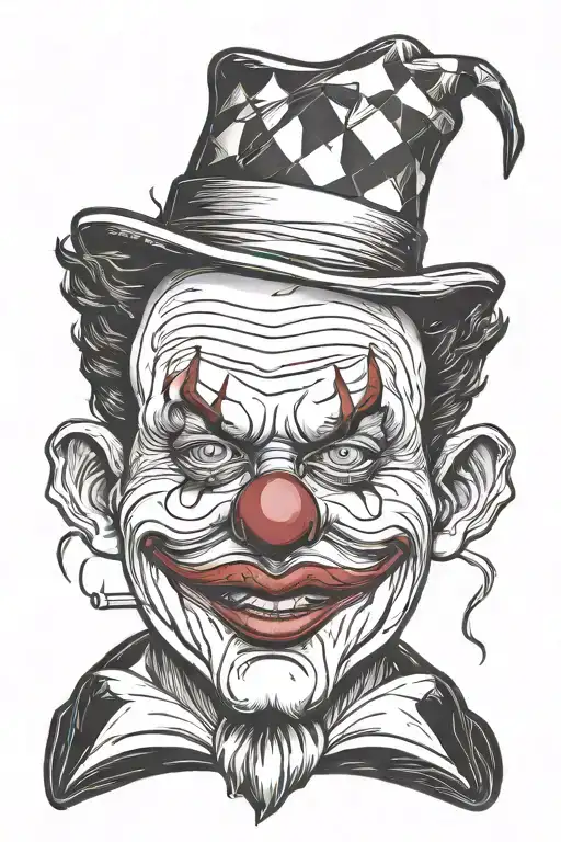Clown Face Smoking Cigarette