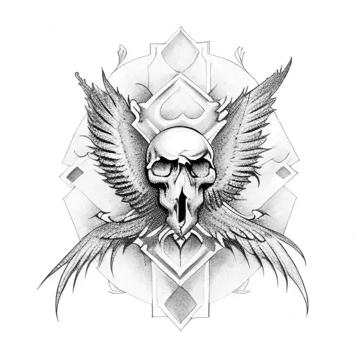 Hourglass With Skulls And Wings