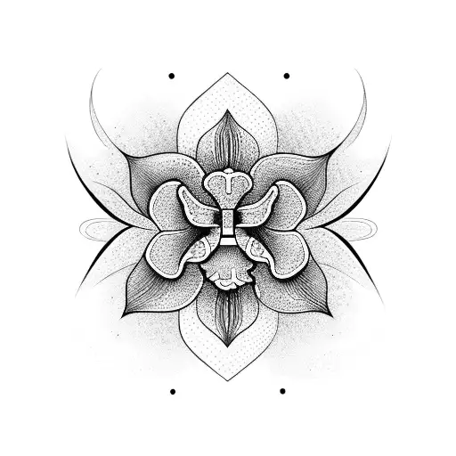 The Hong Kong Orchid Flower In A Polynesian Style Pattern