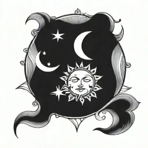Infinity Sun Moon Tattoo Design