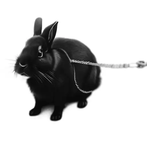 A Black Rabbit On A Leash