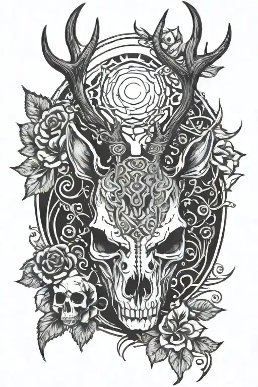 Deer Head Half Live Half Skull