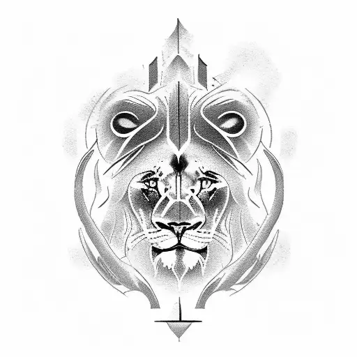 Create A Tattoo Featuring A Powerful Lion Lifting Weights With The Inscription 'Strength Within'