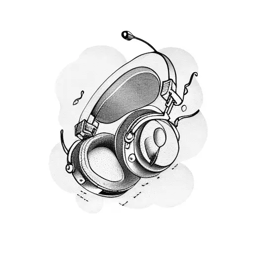 A Tattoo Of A Sleeping Cat Wearing Headphones Surrounded By Musical Notes