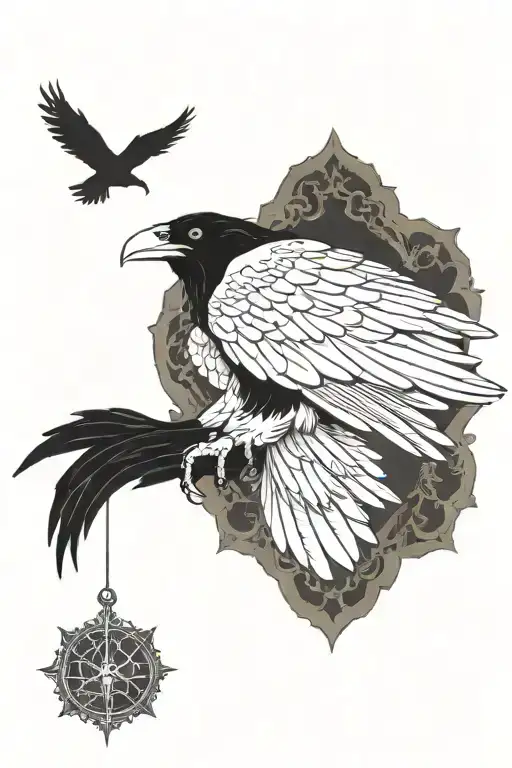 A Gothic Raven Flying And Holding A Knife