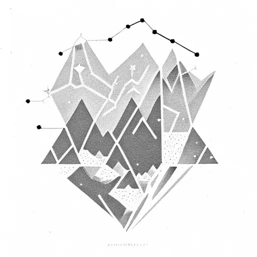 A Constellation Of Constellations Forming A Silhouette Of A Mountain Range