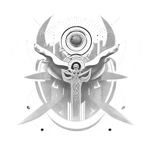 An Abstract Representation Of Technology Merging With Biblical Imagery