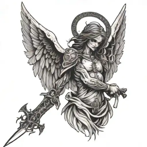 Fallen Angel Of Death With Sword