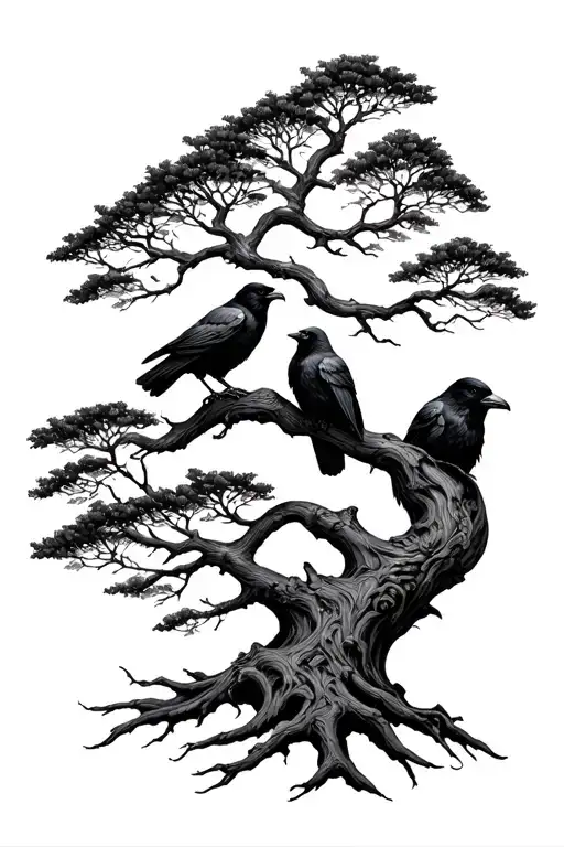 World Tree And Ravens Huginn And Muninn