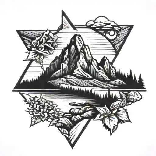 Arrowhead With Mountain Landscape