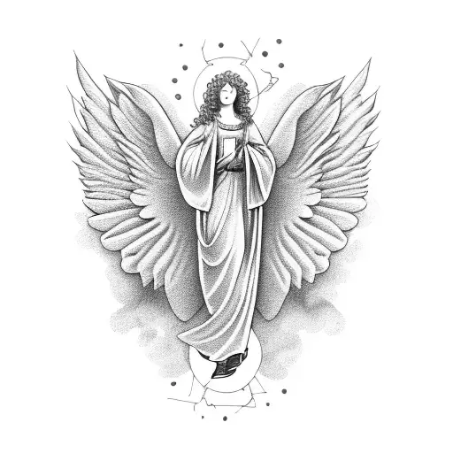 Full Body Guardian Angel With Curly Hair Watching Over Me