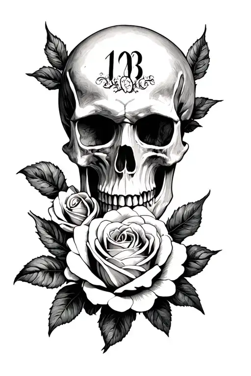 Totenkopf Rosen Roman Numbers