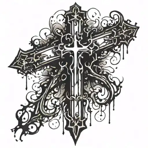 Creepy Gothic Cross Dripping With Blood