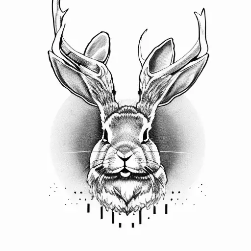 Full Body Rabbit With Deer Antlers