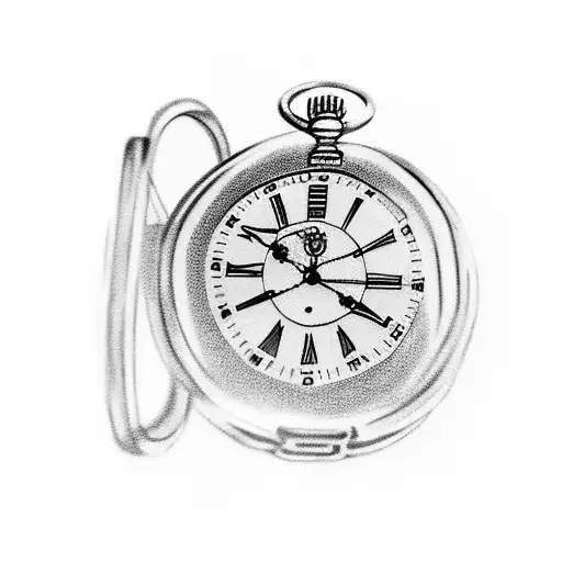 Pocket Watch With A Train And An Airplane