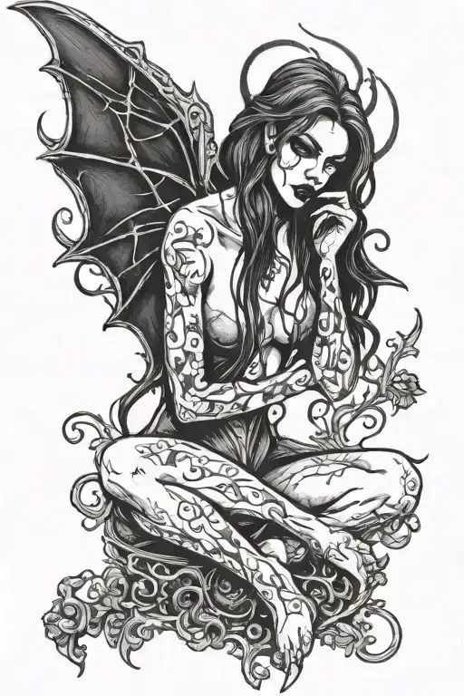 Gothic Black Metal Nude Female Vampire