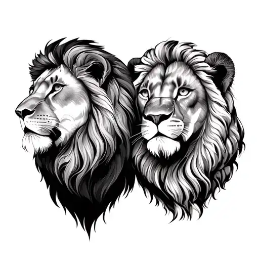 Lion And Lioness With 2 Dates