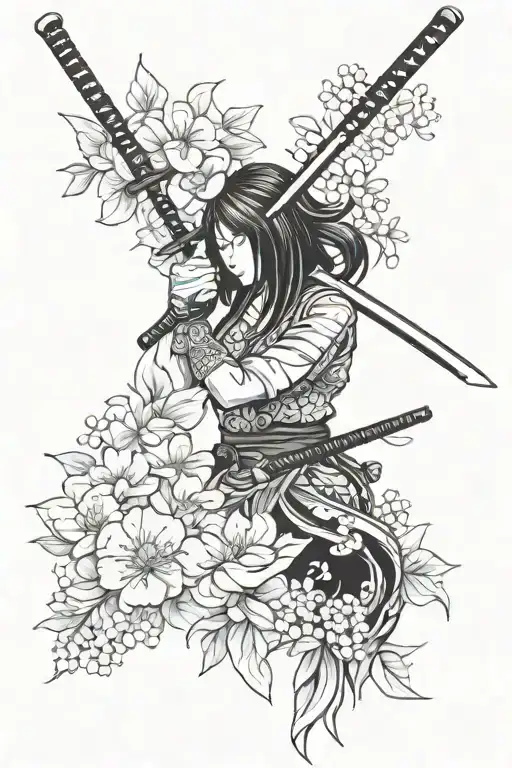 Katana And Flovers