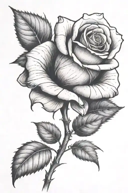 One Rose Growing With A Long Stem