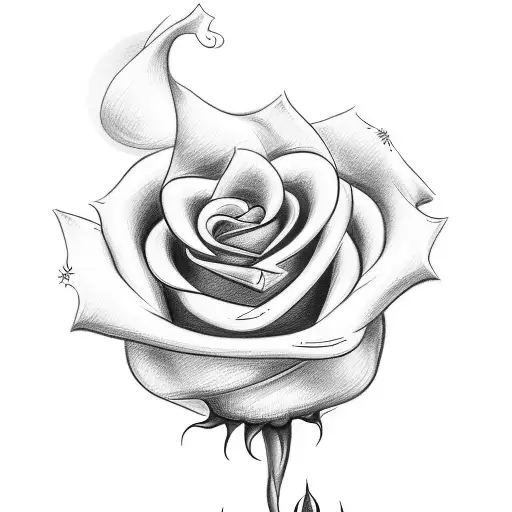 A Sketch-style Tattoo Of A Rosebud With The Stem Forming The Word 'Papa'