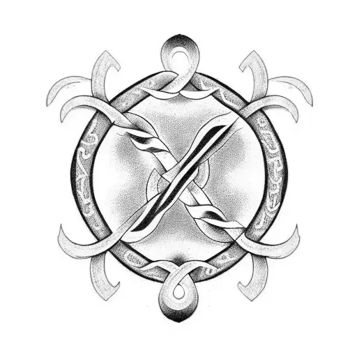 A Blackwork Tattoo Of An Infinity Symbol With The Word 'Dad' Incorporated Into The Design