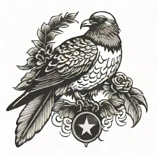 1-Legged Pigeon With Military Medal Around Its Neck
