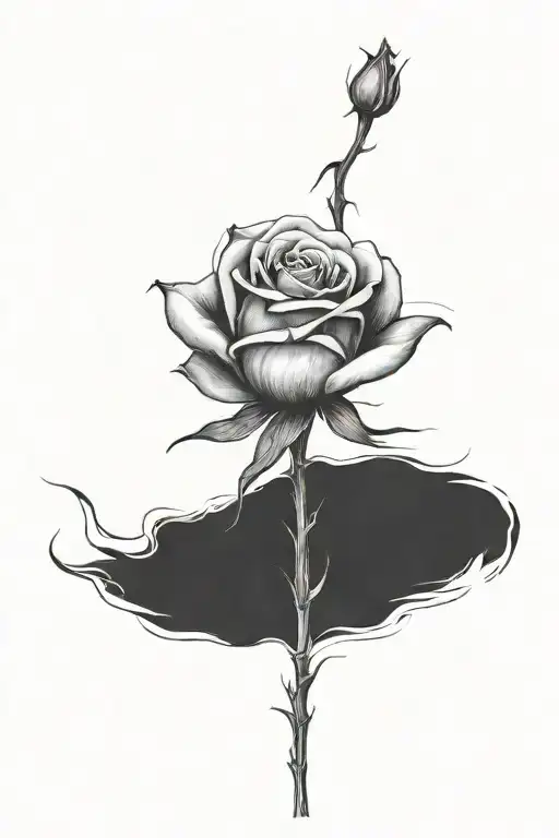 One Rose Growing With A Long Stem