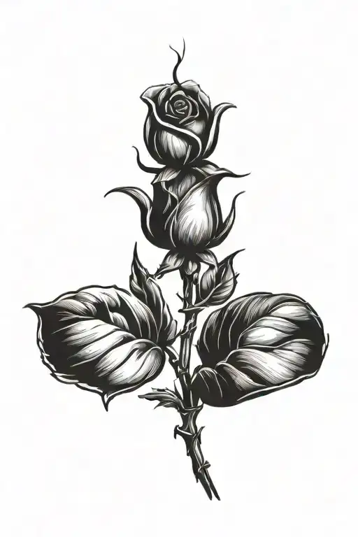 One Rose Growing With One Long Stem