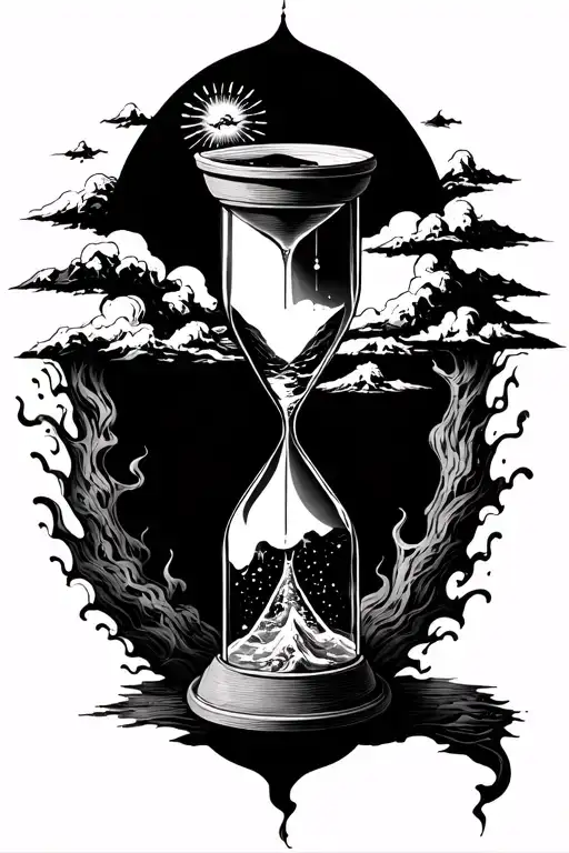 Hourglass With Heaven In It At The Top Flowing Down To Hell At The Bottom