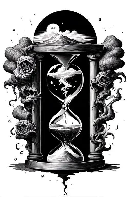 Hourglass With Heaven In It At The Top Flowing Down To Hell At The Bottom