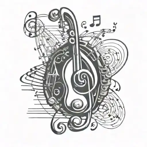 Incorporate Musical Notes And Paintbrushes Intertwining To Symbolize A Love For Music And Arts