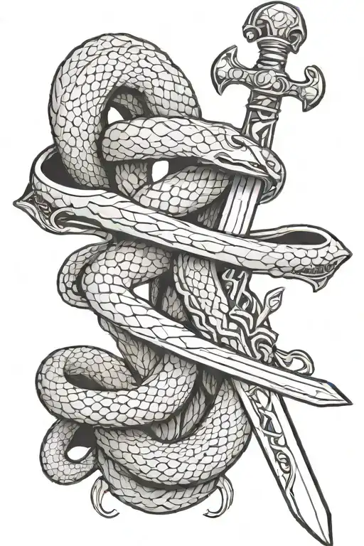 A Sword With A Python Snake Wrapped Around It