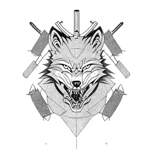 A Fierce Wolf In A Samurai Armor Training At The Gym