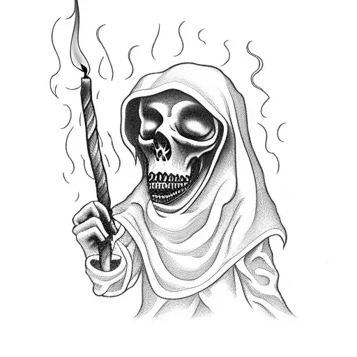 Grim Reaper Holding Candle Burning From Both Ends