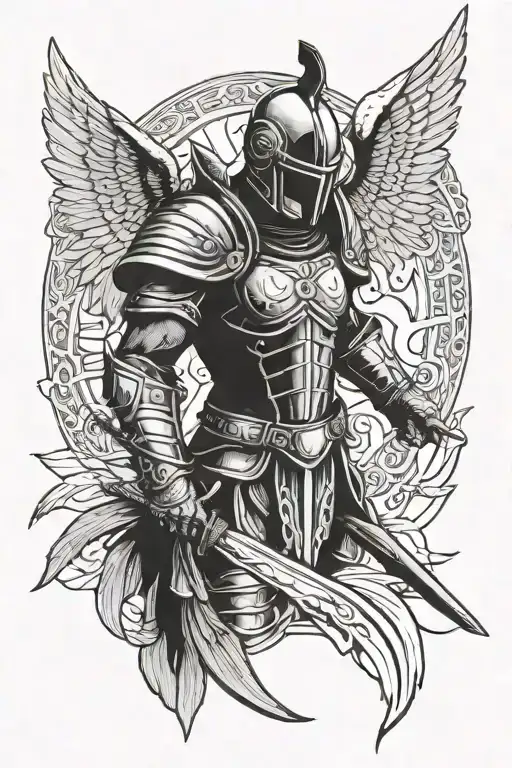 Angel Flies Wings Warrior Man Helmet Armor Full Length