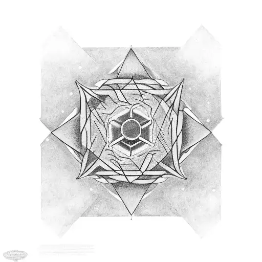 A Simple Hexagram With Two Word Kaku And Sunny In Sapphire Font