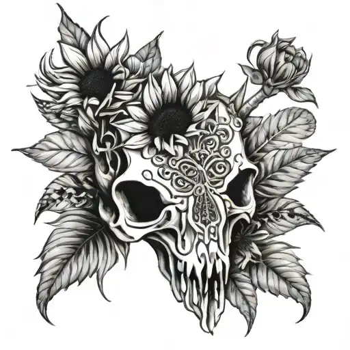 Sunflowers Hog Skull Diamonds