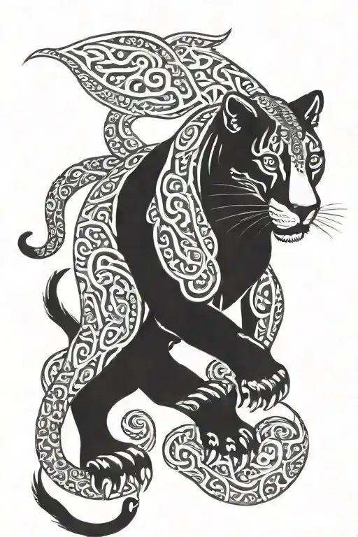African Panther With Adinkra Symbol