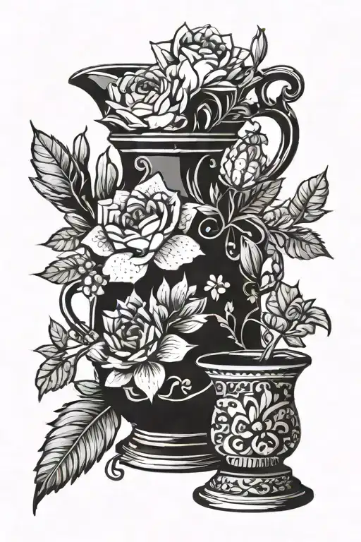 The Traditional Vase And Flowers Tattoo But With A Cactus And Pot Instead