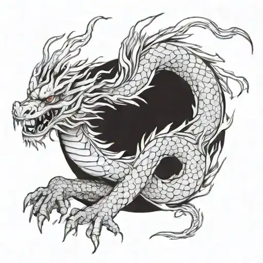 Chinese Fire Dragon Intertwined