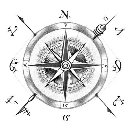 A Sketch-style Compass With Hunting Arrows Forming The Direction Indicators