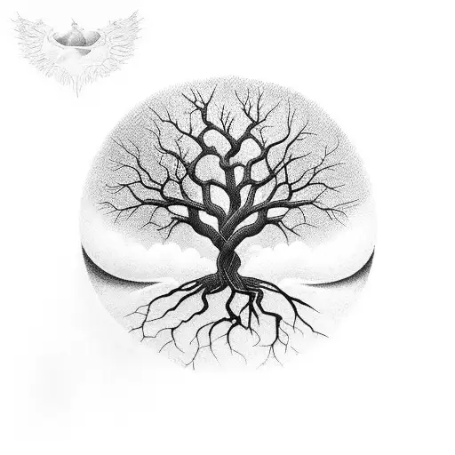 A Tree Of Life With Angel Wings